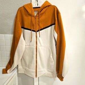 Hudson & Barrow Men's Drawstring Hoodie Zippered Pocket Gold Cream Size 2X NEW